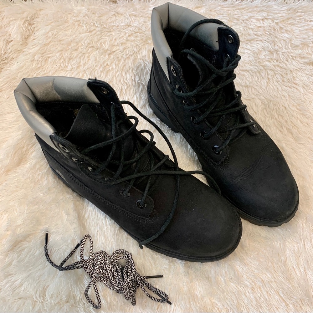 Exclusive Silver & Black Timberlands